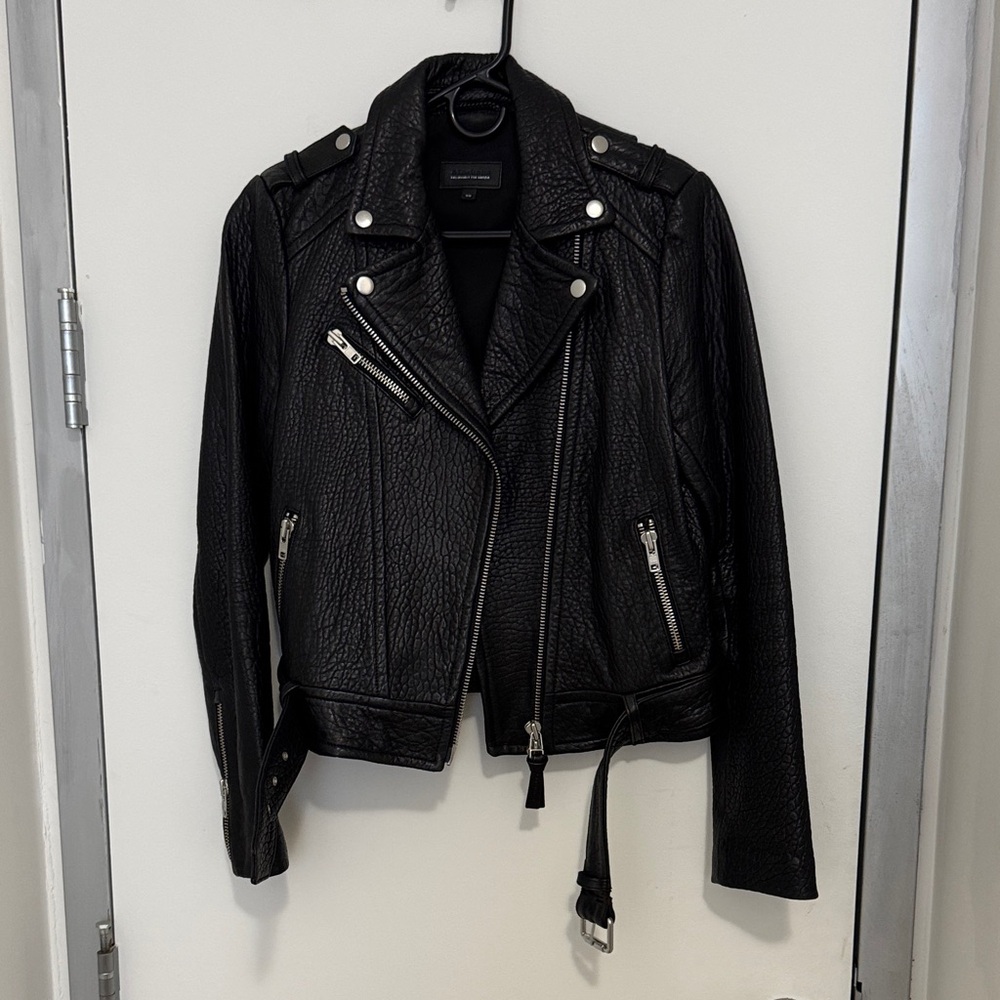Aritzia x Mackage Moto Pebbled Leather Jacket w Silver Hardware (Size M)